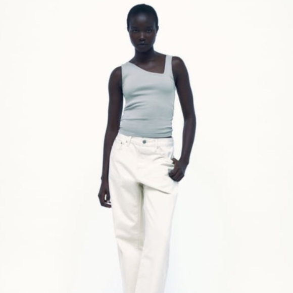 Zara Asymmetric Neck Light Grey top - Picture 3 of 4